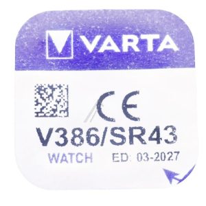 V386 SR43 KNOOPCEL 1,55V-105MA. 11,6X4,2MM. ZILVEROXIDE VARTA