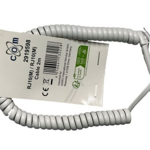 TELEFOONSNOER RJ10, 4P/ 4C,  2,0MTR. WIT,  SPIRAAL